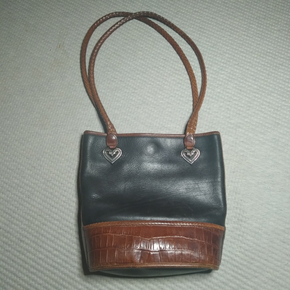 Brighton purse, black / braided strap.